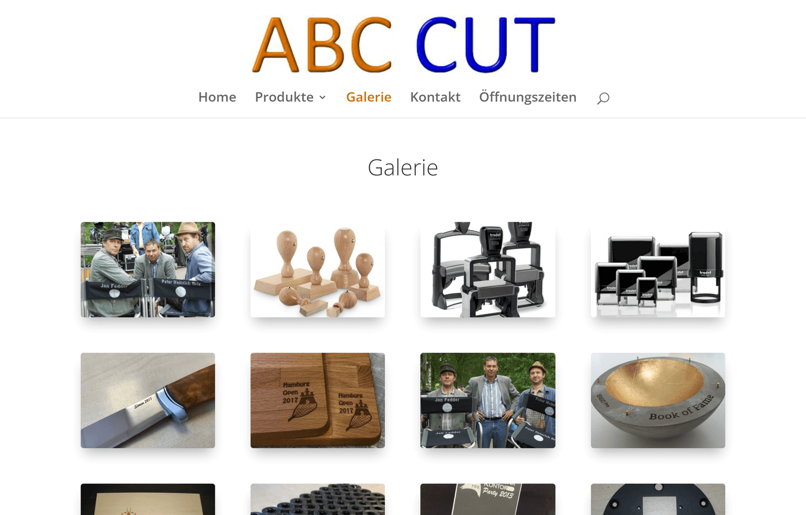Galerie-Übersicht der ABCcut Handwerksarbeiten: Stempel, Gravuren und Beschriftungen