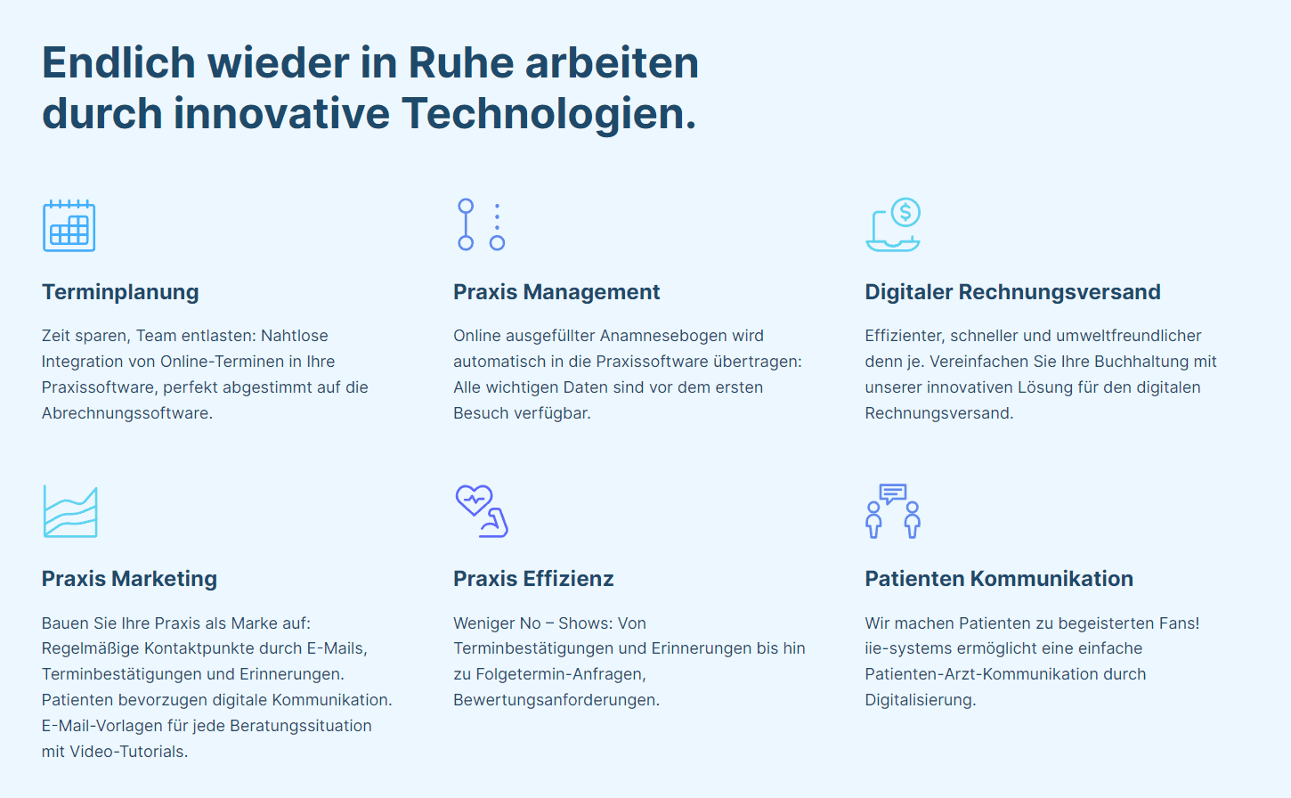 iie systems Funktionsübersicht